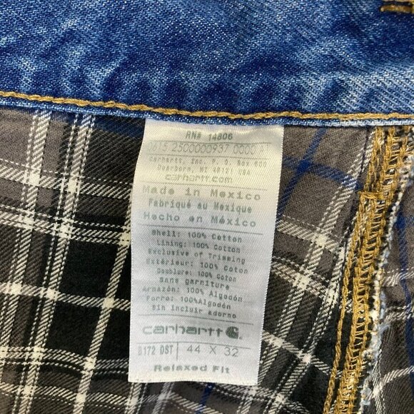 Carhartt Flannel Lined Jeans 44x32 Relaxed Fit B172 DST Blue Denim Warm Outdoors - Picture 2 of 16